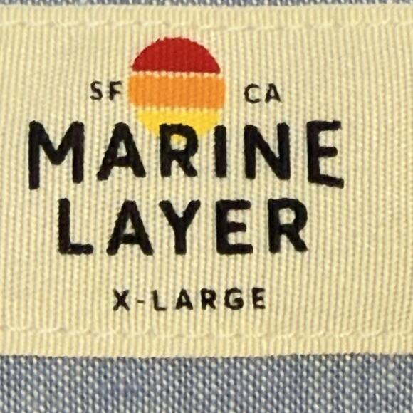 Marine Layer Shirt Mens XL Blue Short Sleeve Button Up Chambray Pocket 18849 - Picture 5 of 10